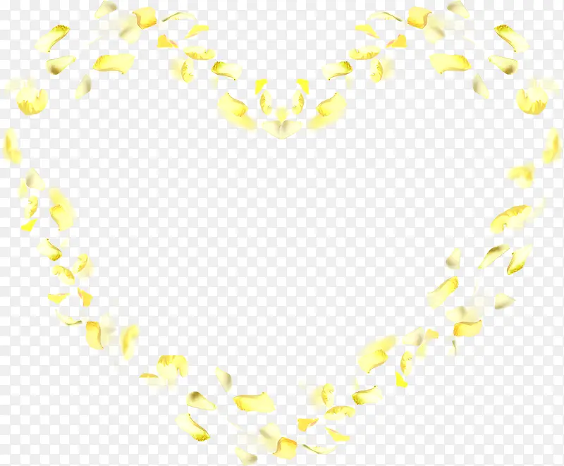 黄色精美花瓣爱心造型