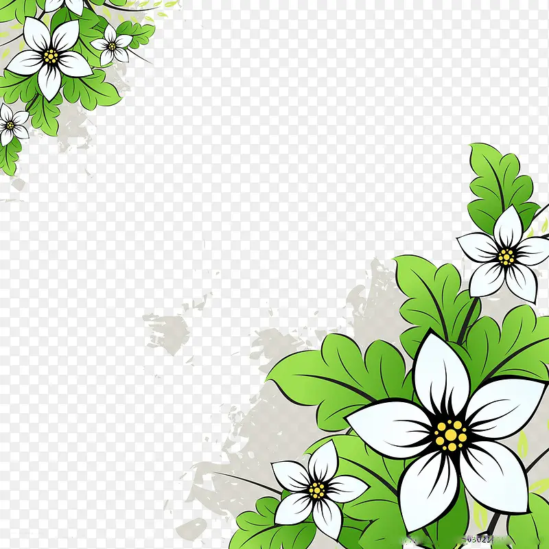 白色花卉装饰图