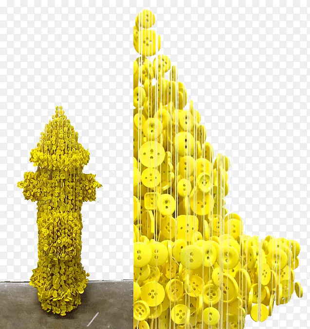 黄色纽扣艺术雕塑