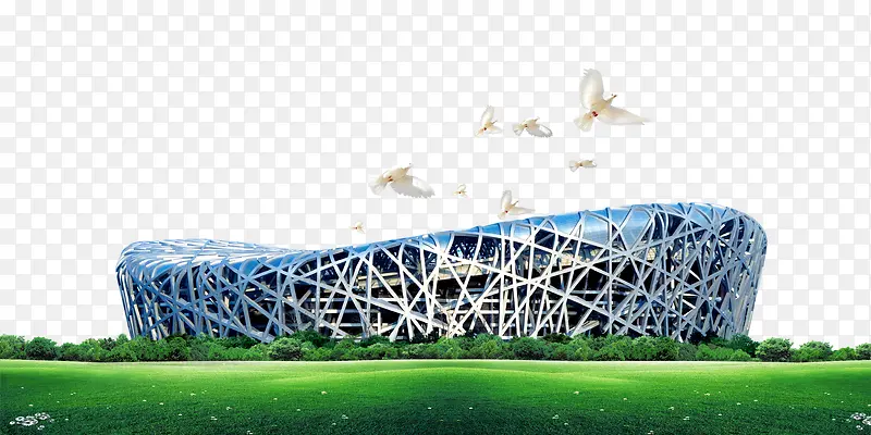 阳光鸟巢风景