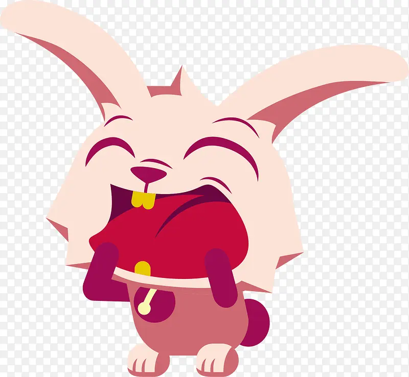 矢量大笑的粉色兔子