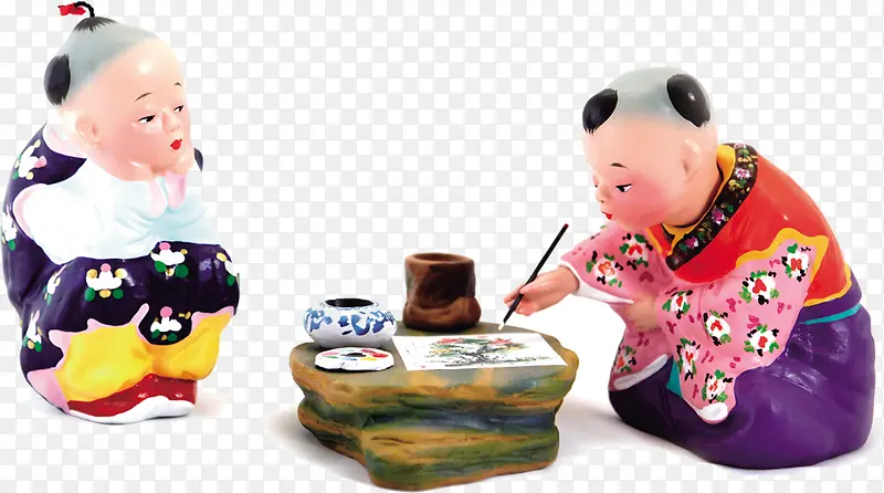 中国风陶瓷小人装饰