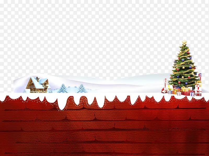 圣诞树红砖墙圣诞节海报