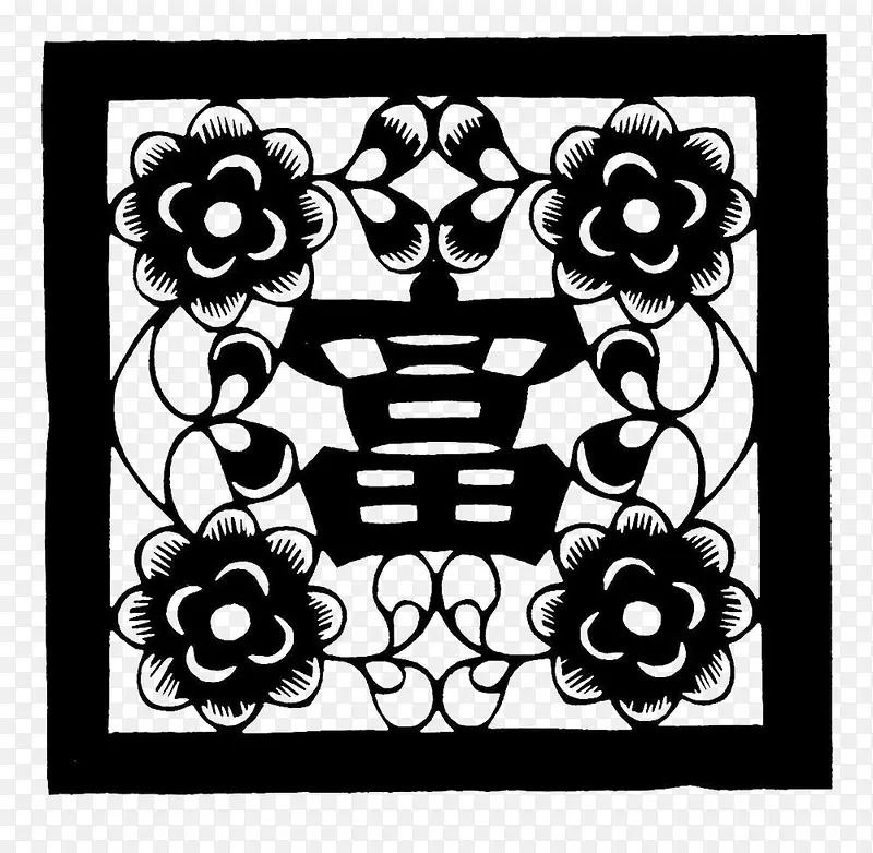 中国风富传统文化镂空剪纸素材