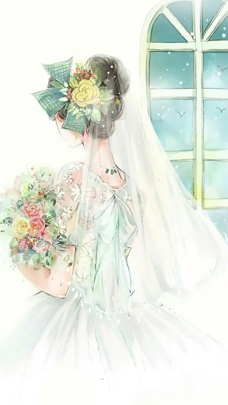 唯美手绘新娘花朵