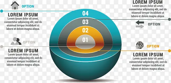 斜切球形PPT图表矢量