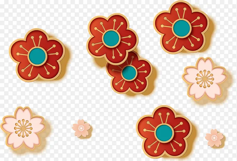中国风红色漂浮花朵