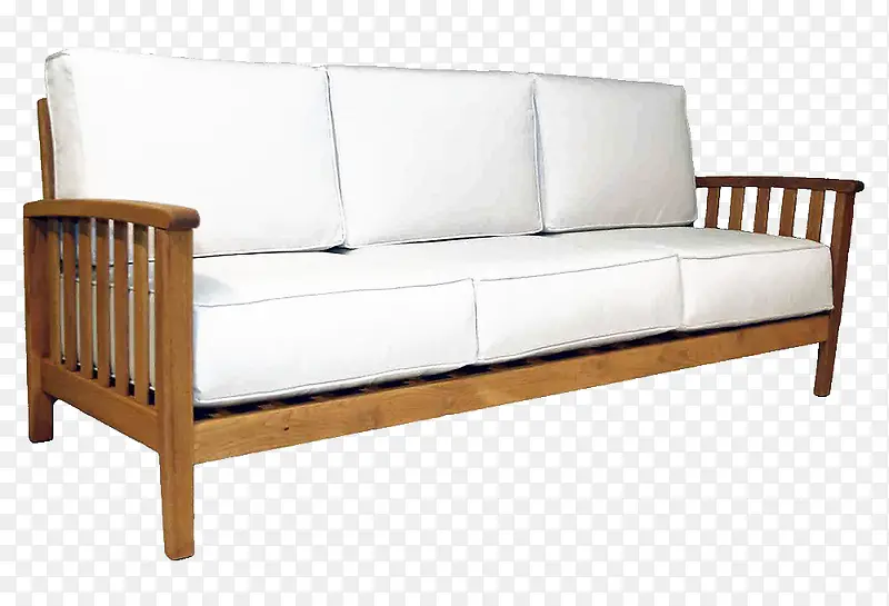 白色坐垫木质长凳