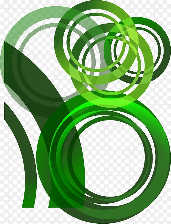 韩国时尚花纹装饰绿色圆环