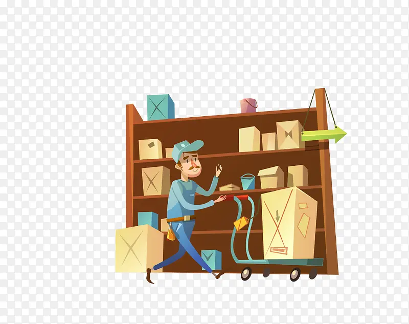 矢量彩色快递分拣人员