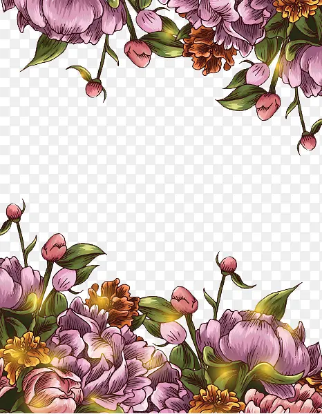 手绘花卉边框背景