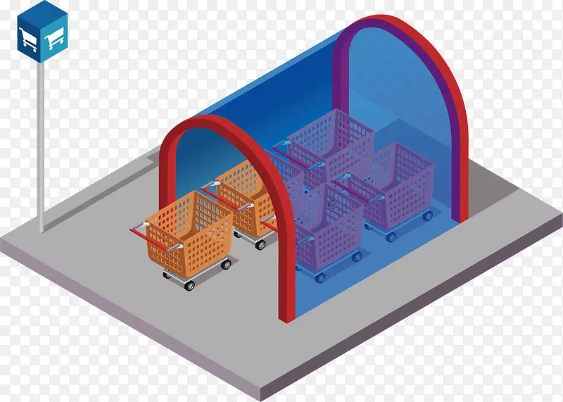 矢量图棚里的购物车