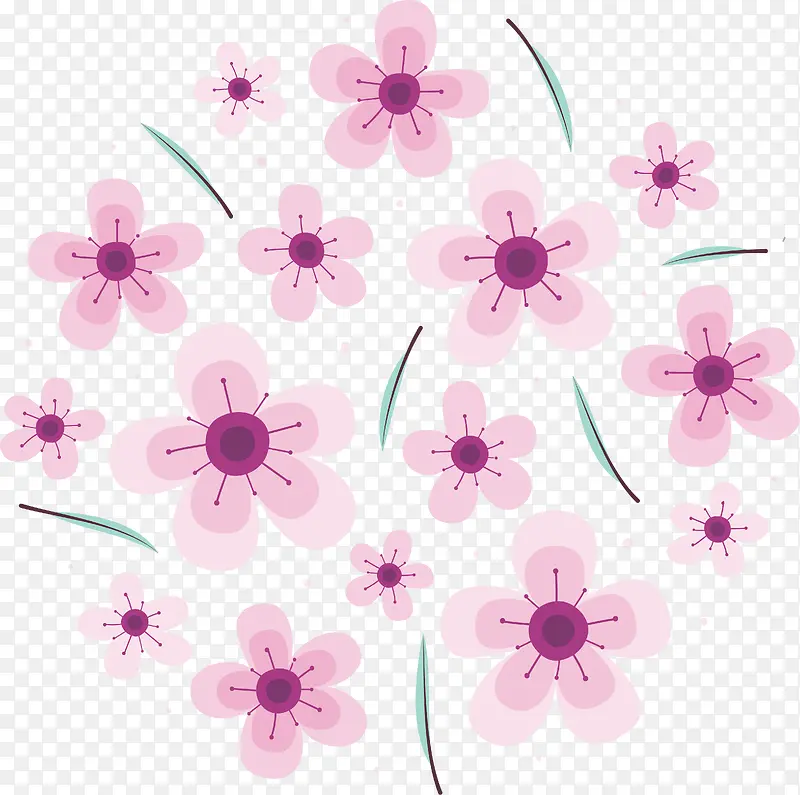 唯美粉红色花朵清新植物花环矢量