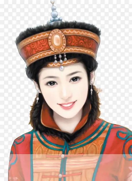 蒙古装女子图片