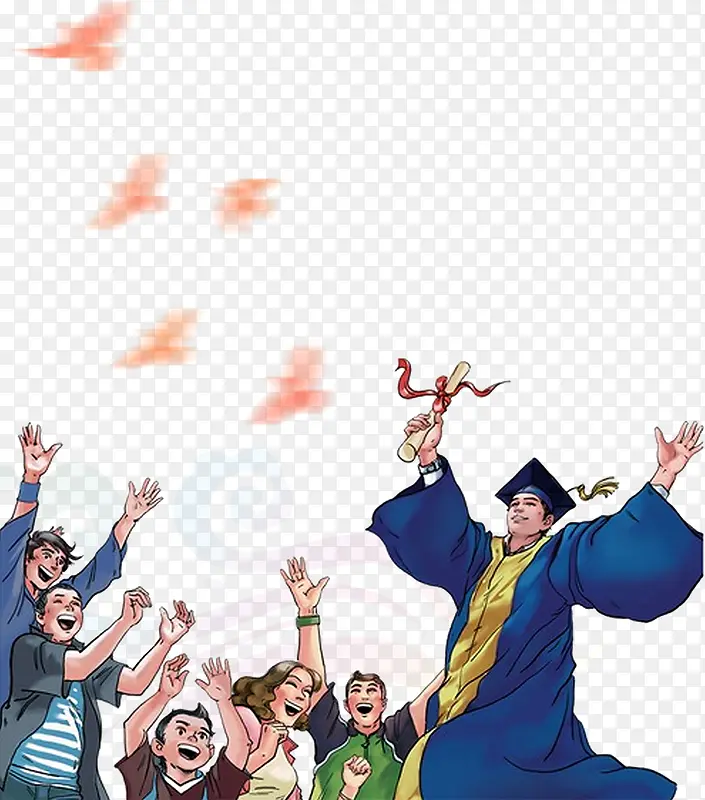 带着博士帽的男人PNG图片素材下载_图片编号9256196-PNG素材网
