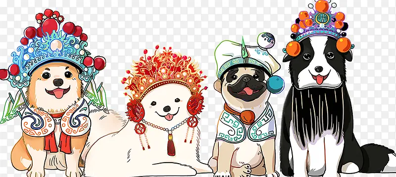 2018春节小狗传统吉祥物插画设计