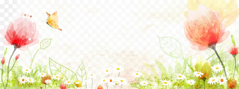 水墨花唯美清新背景 banner