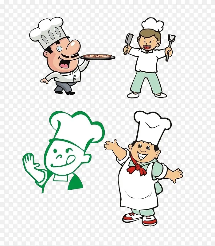 四种形象厨师免抠素材
