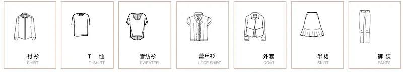 服装素描免抠小图标