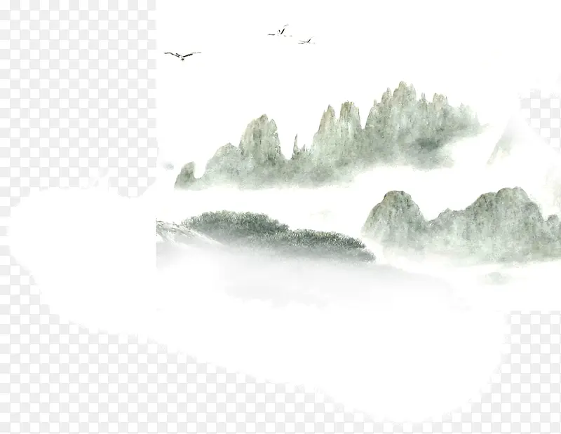 水墨画中的云山