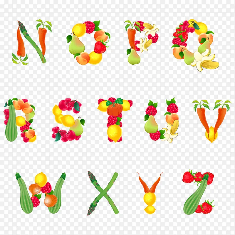 矢量字母与果蔬