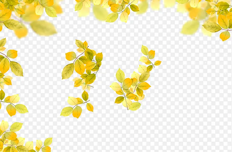 黄色简约树叶边框纹理