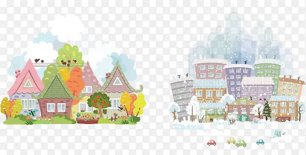 卡通建筑房屋设计矢量素材