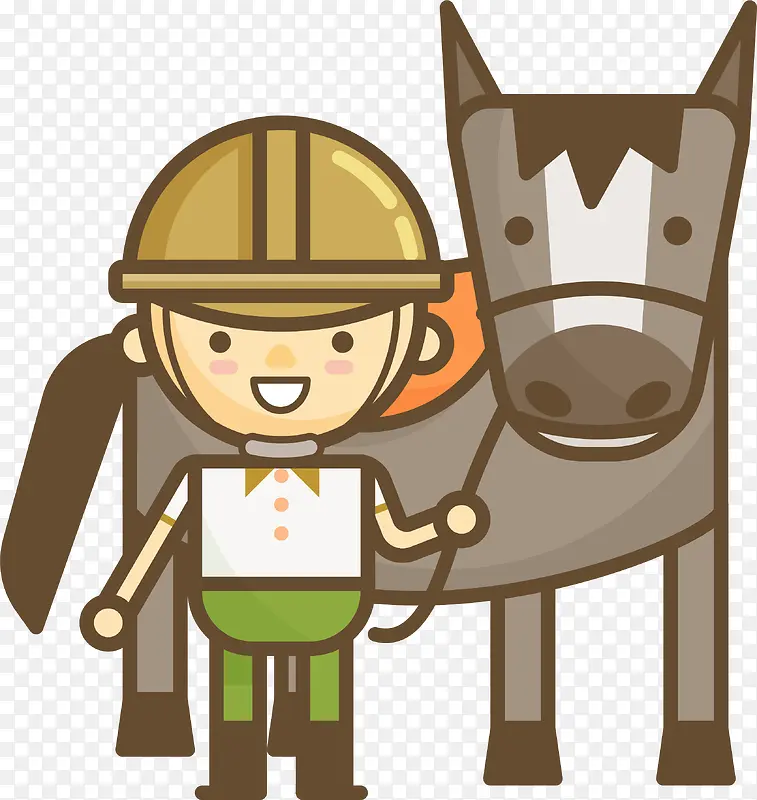 卡通手绘儿童骑马