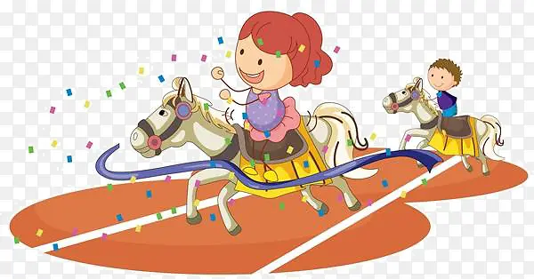 卡通骑马的女孩