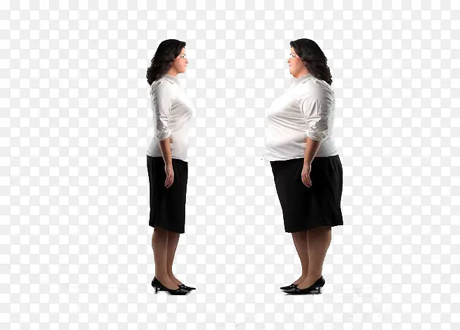 肥胖对比的女士