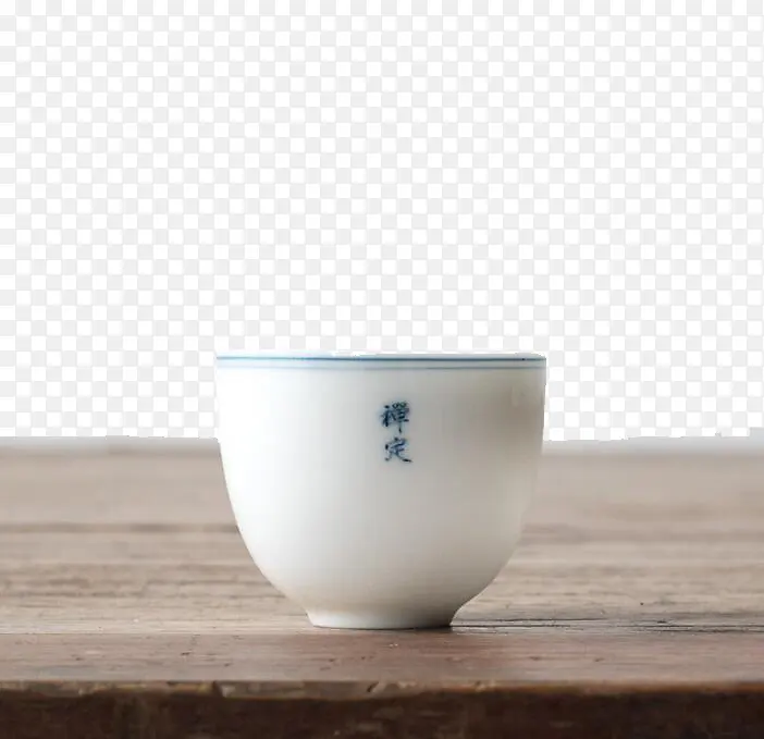 白瓷双线印字茶杯