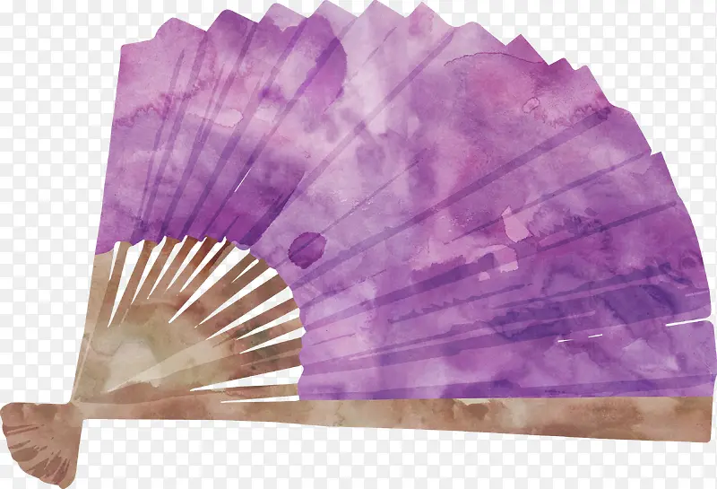 紫色水彩折扇