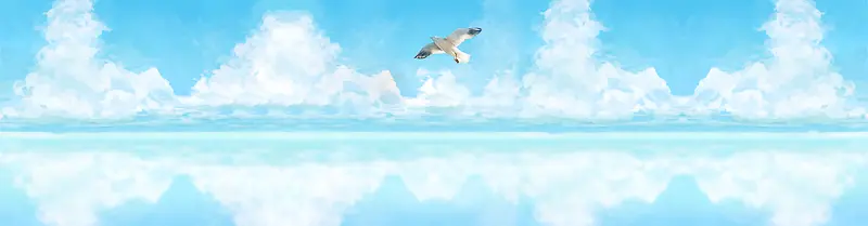 蓝色天空海鸥淘宝海报背景