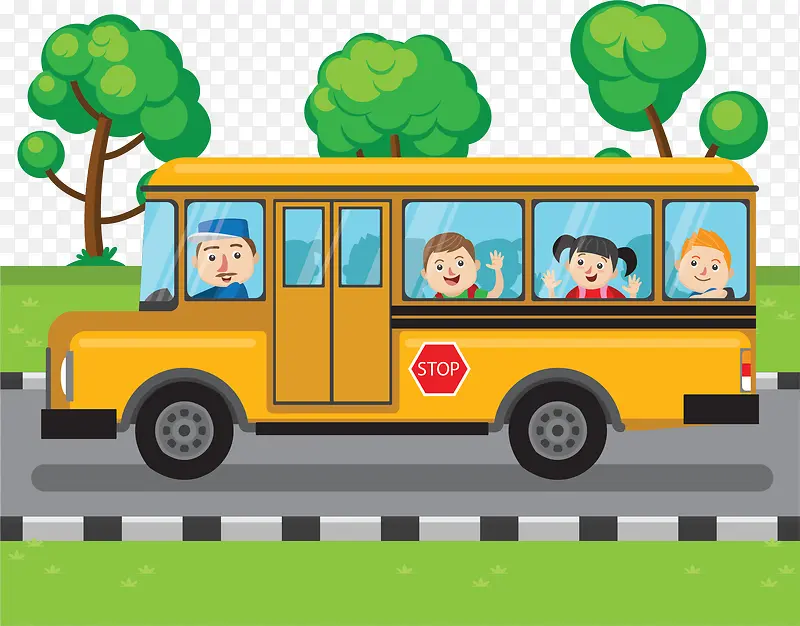 开学季坐校车上学
