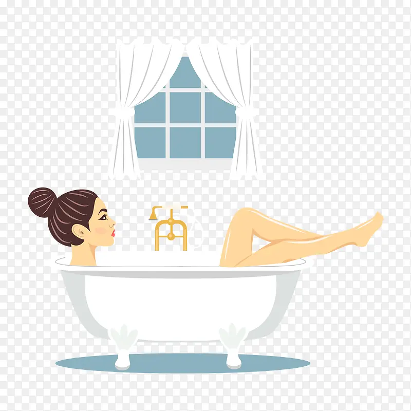 卡通洗澡的女人PNG