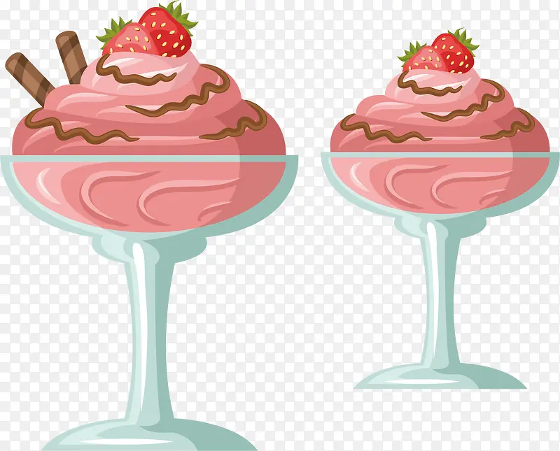 水果巧克力冰淇淋杯矢量图