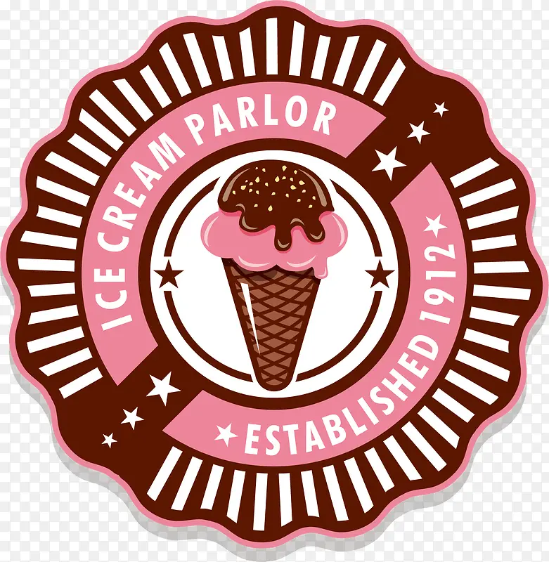 餐饮粉色冰淇淋标签