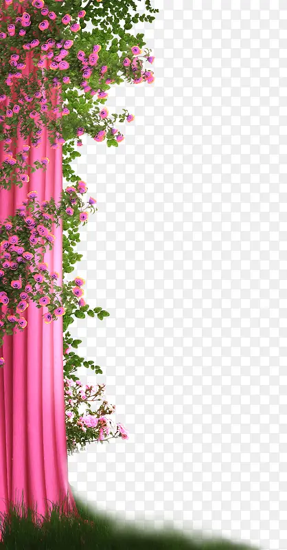粉色花朵藤蔓墙壁婚礼
