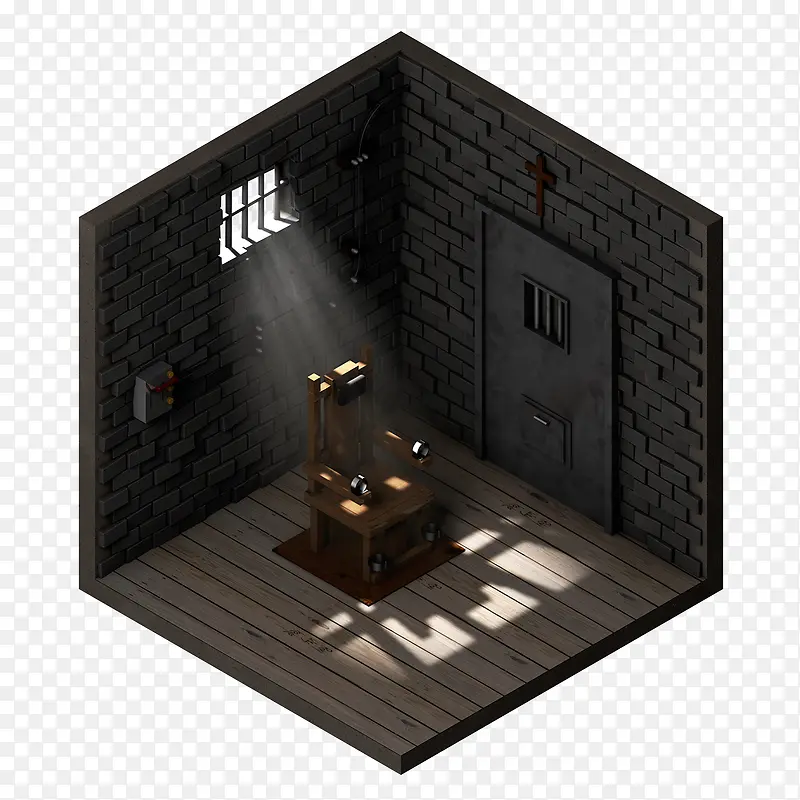 审问犯人的牢房模型海报背景