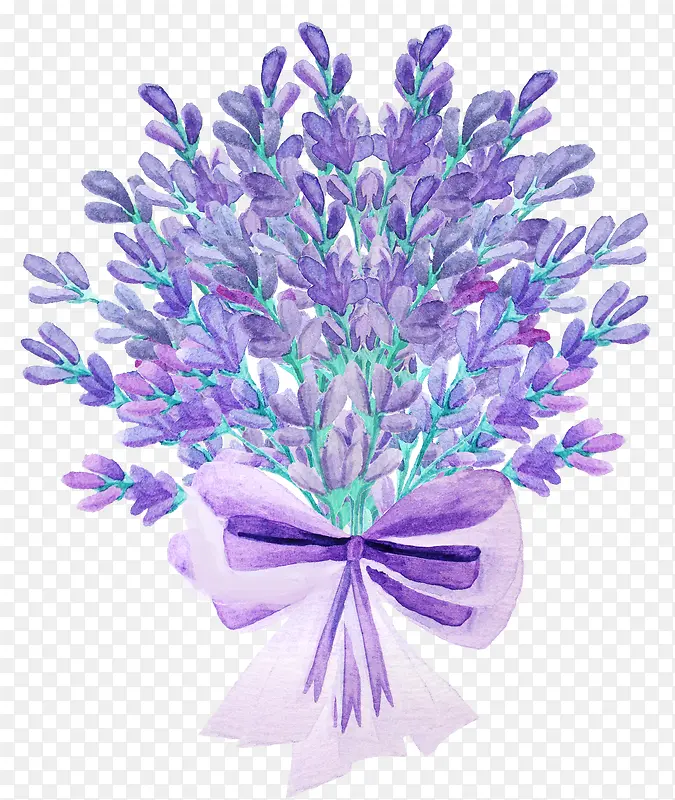免抠紫色手绘花束