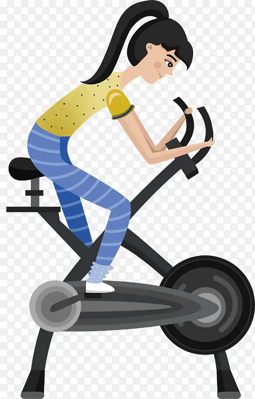 卡通健身骑行锻炼人物矢量素材