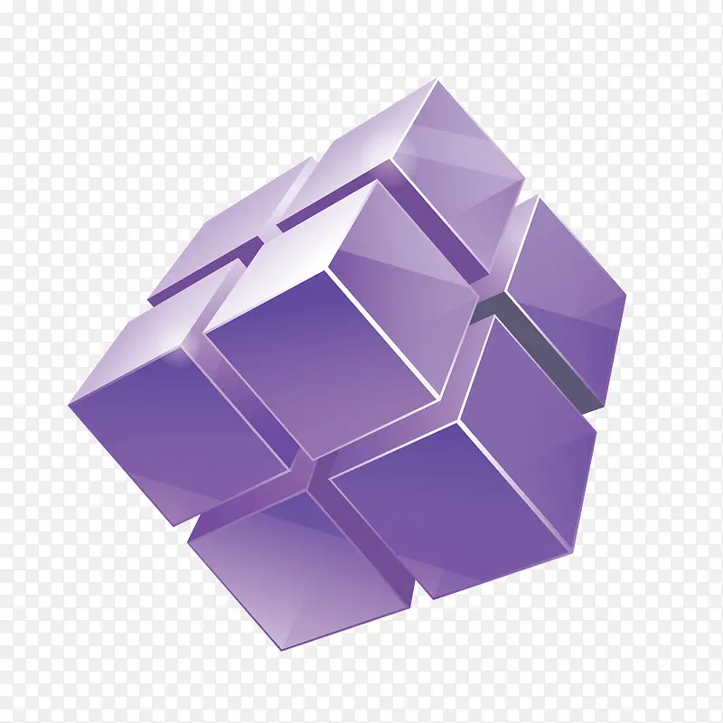 矢量紫色二阶魔方方体