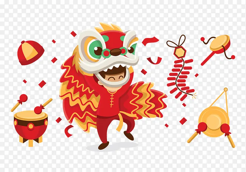 舞狮子鸡年免扣素材