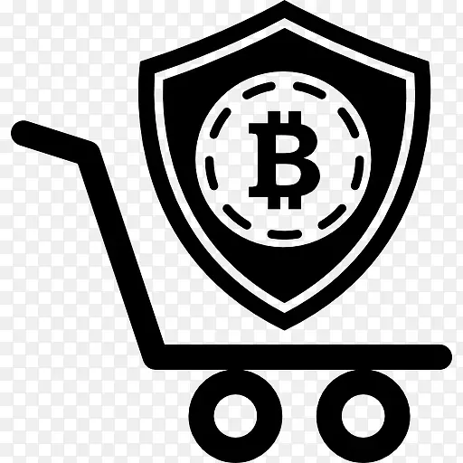 比特币安全购物盾象征图标