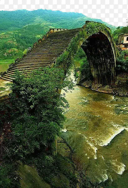 小河流水上的桥