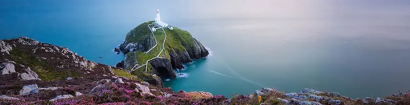 海边瞭望塔banner背景