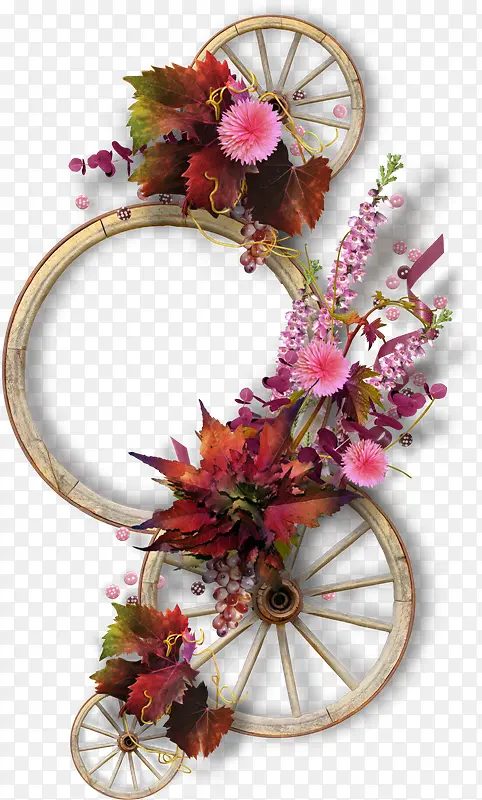 木条圆环花朵装饰边框