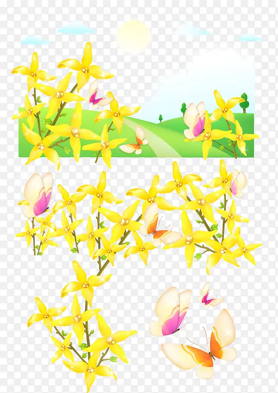矢量黄色鲜花