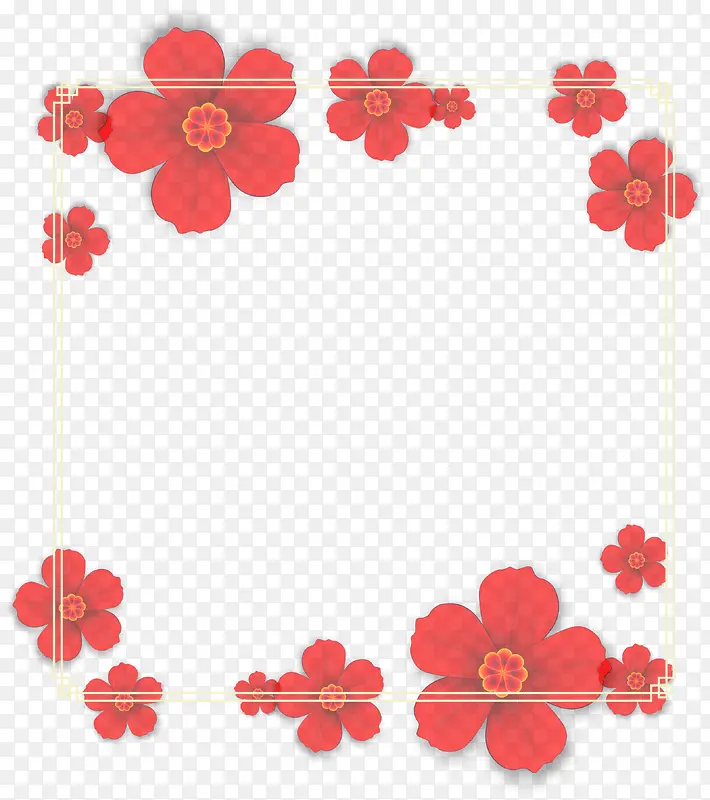 中国风红色花朵框架