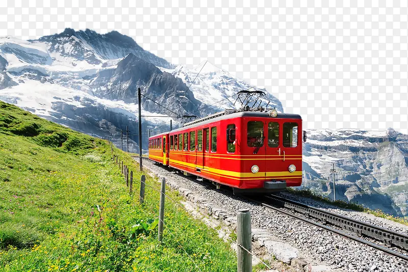 大山之巅的列车高清摄影图片